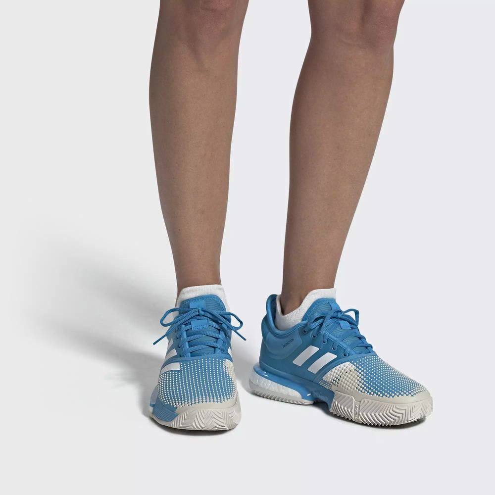 Adidas SoleCourt Boost Clay Zapatillas De Tenis Azules Para Mujer (MX-84154)